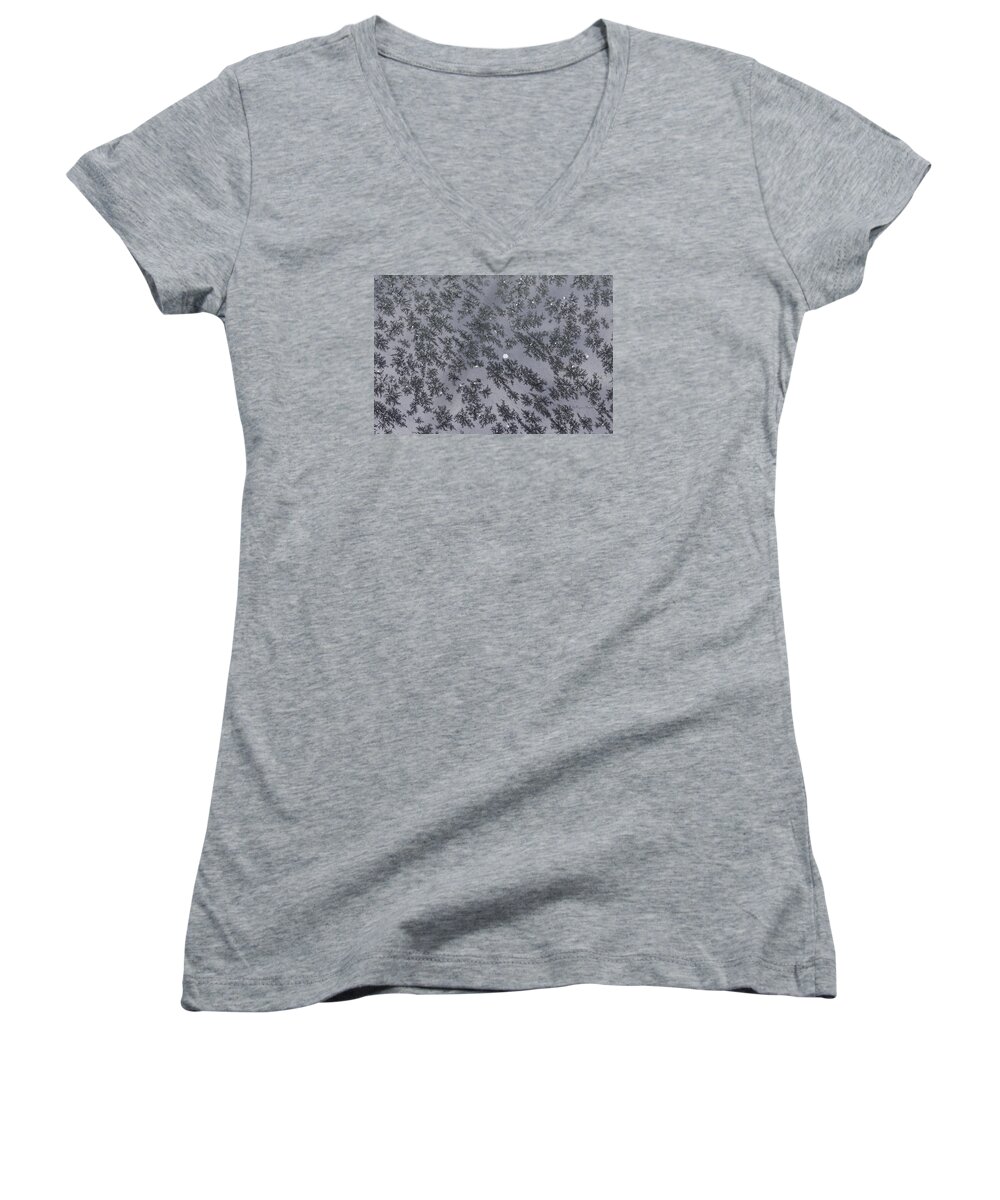  Women's V-Neck featuring the photograph Frost on Car Window 6 by Roger Snyder