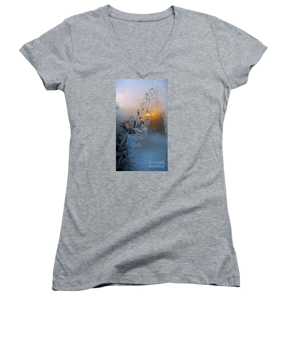 Photography Women's V-Neck featuring the photograph Frost Warning by Pamela Clements