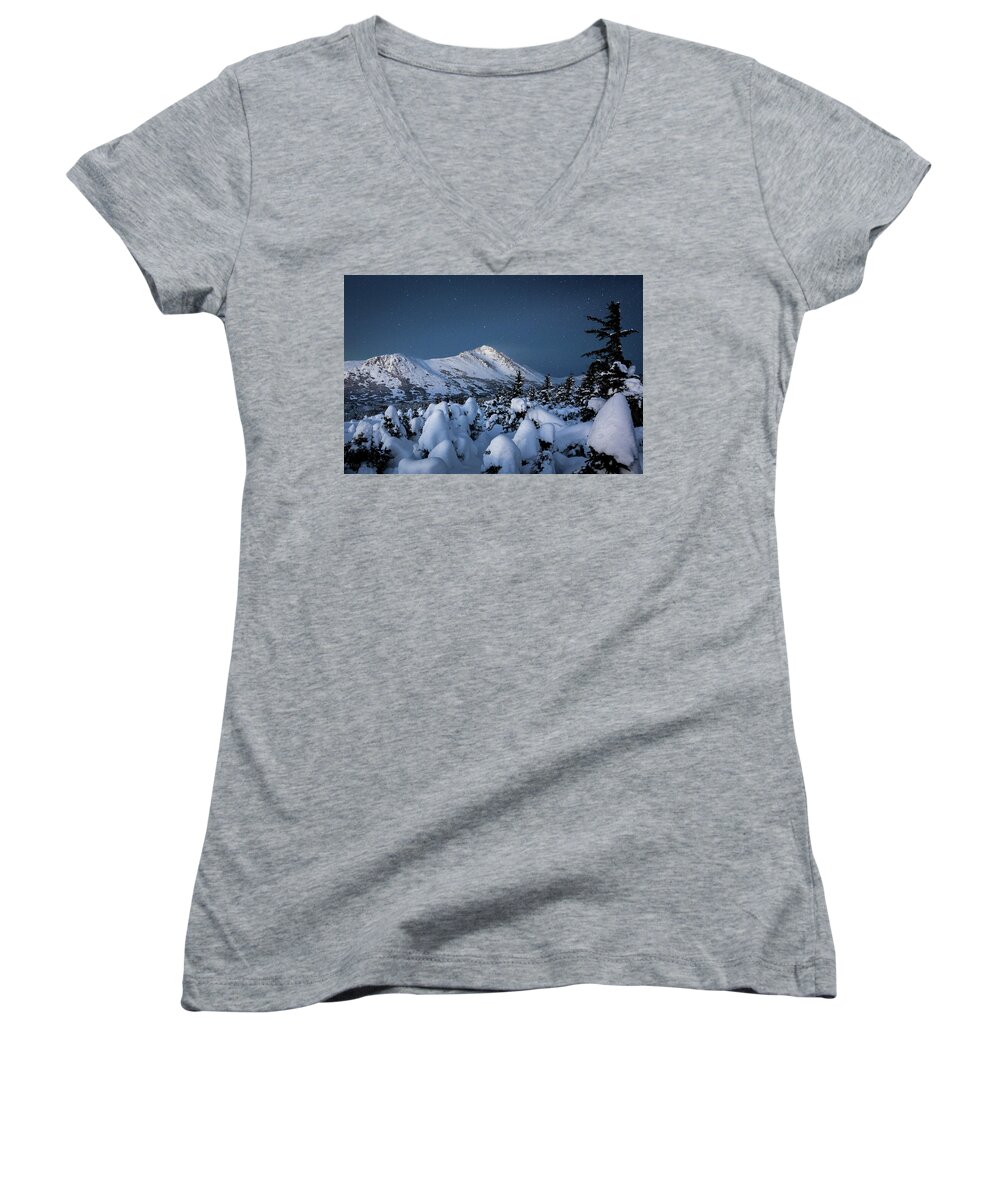 Alaska Women's V-Neck featuring the photograph Frosty False OMalley C by Tim Newton