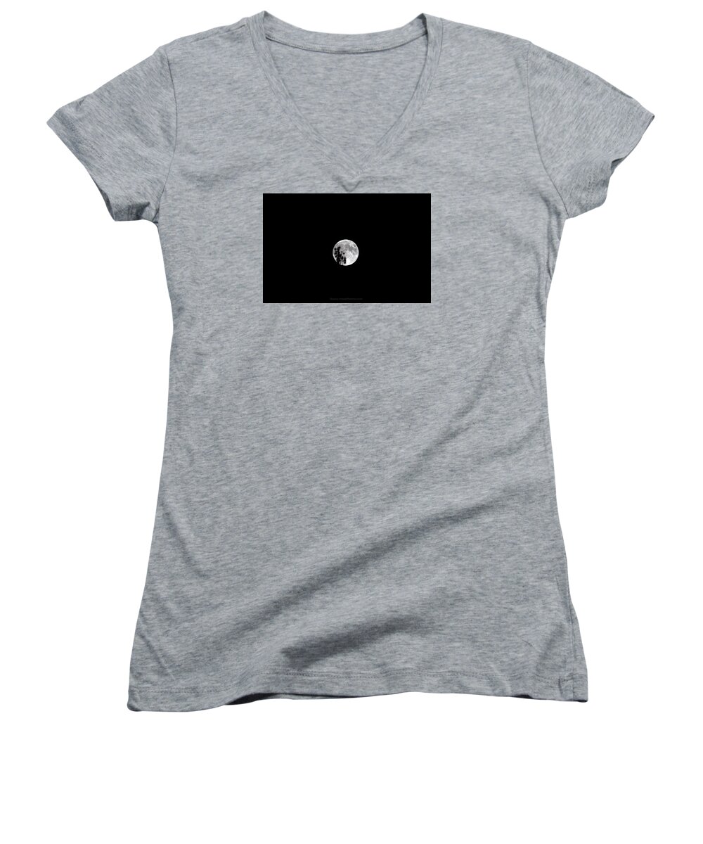Moon Women's V-Neck featuring the photograph Full by Becca Wilcox