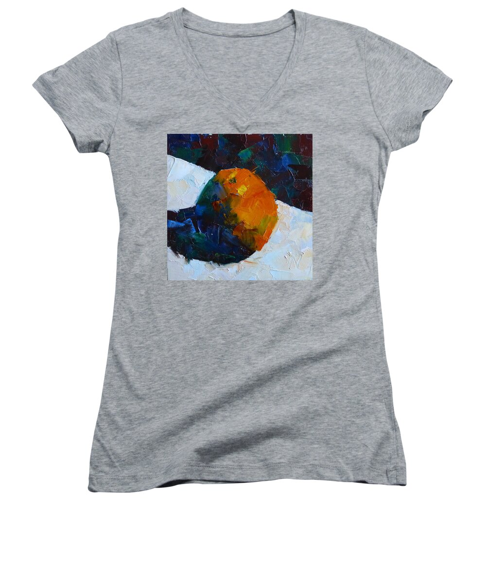 Oil Painting Women's V-Neck featuring the painting Fun with Citrus by Susan Woodward