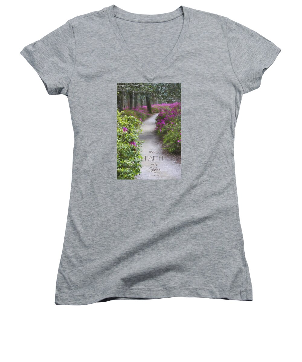 Landscape Photography Women's V-Neck featuring the photograph Garden Path by Mary Buck