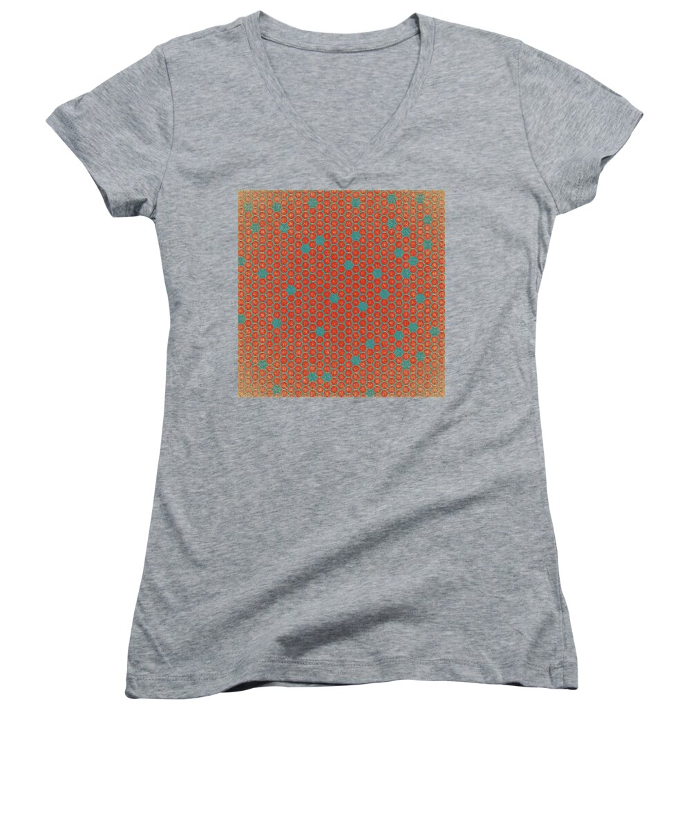 Abstract Women's V-Neck featuring the digital art Geometric 1 by Bonnie Bruno