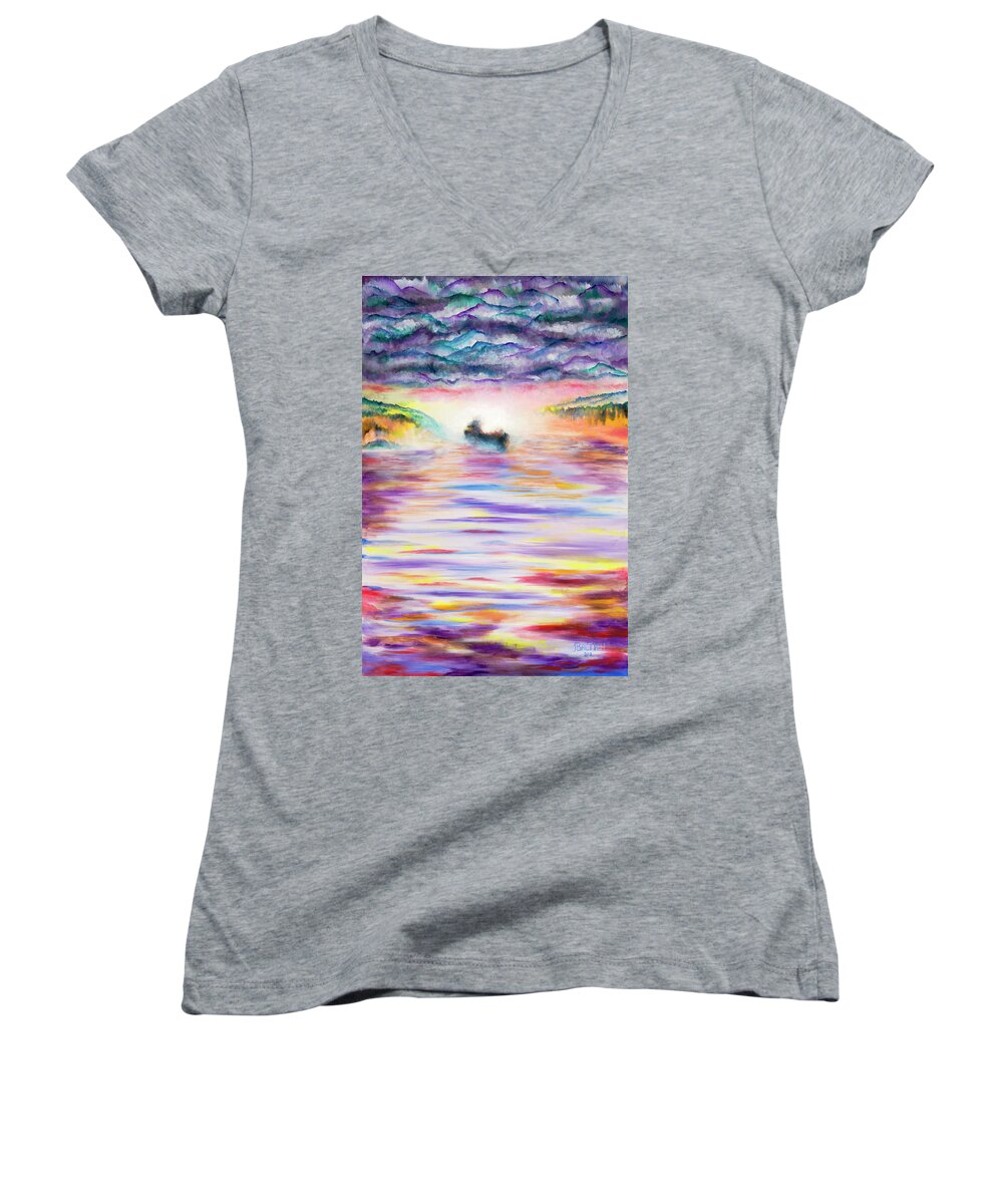 Ghost Women's V-Neck featuring the painting Ghost by Joe Baltich