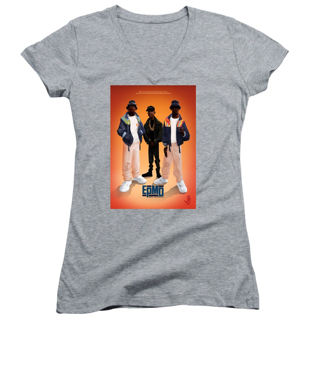 Hiphop Women's V-Neck featuring the digital art Give The People by Nelson dedos Garcia