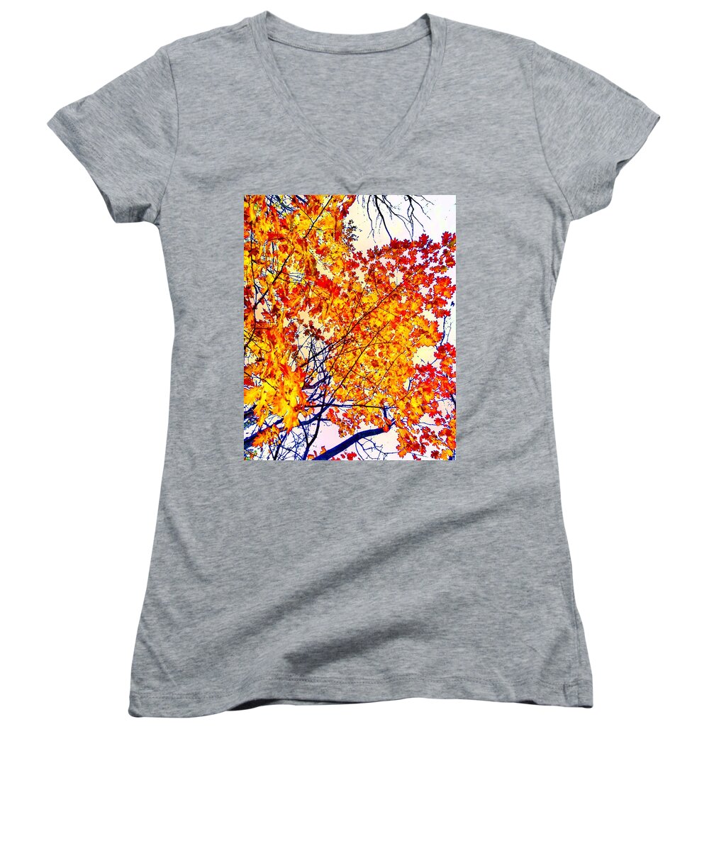 Overland Park Women's V-Neck featuring the photograph Glorious Foliage by Michael Oceanofwisdom Bidwell