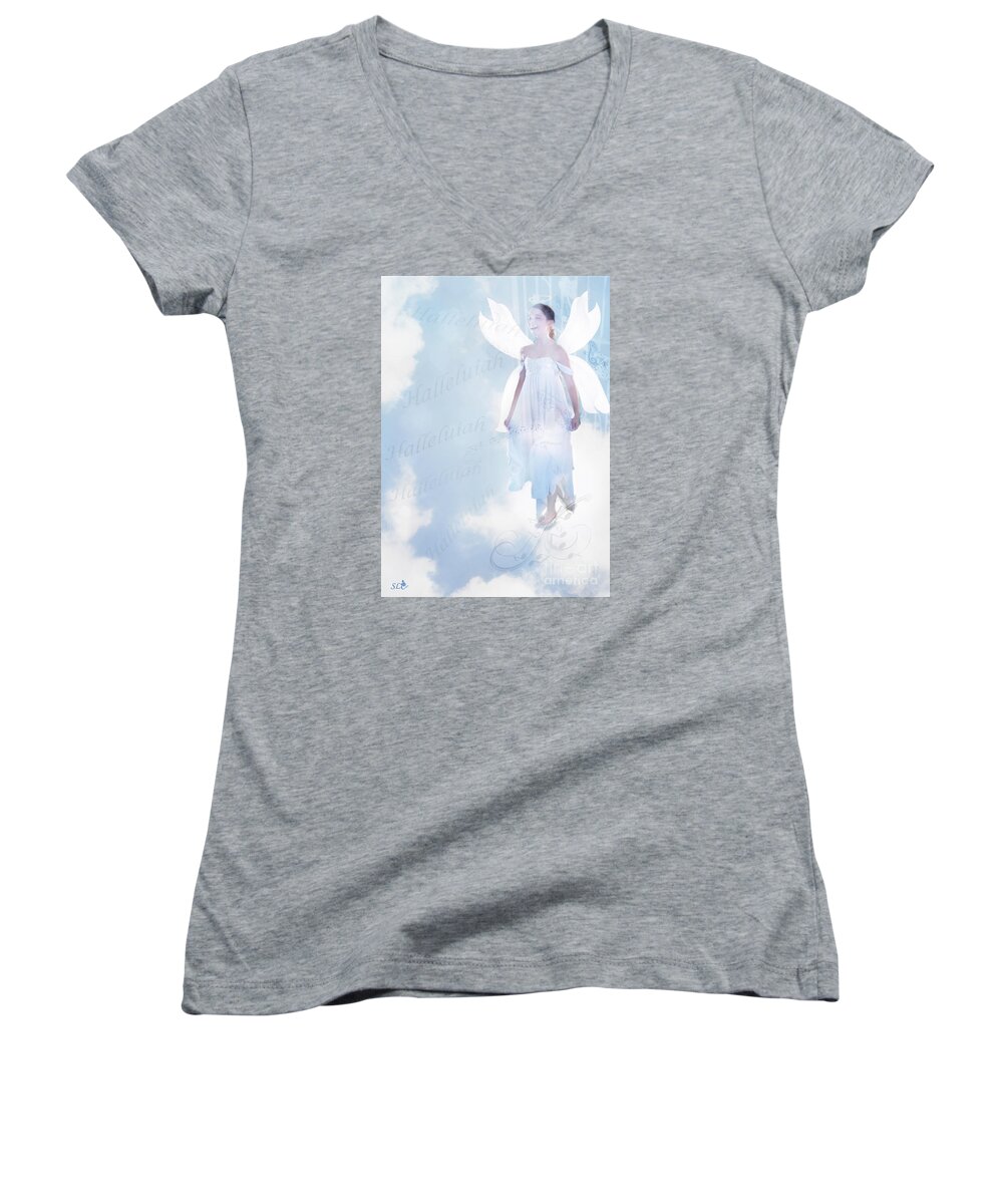 Christmas Women's V-Neck featuring the photograph God Be Praised by Sandra Clark