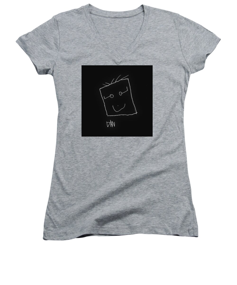 Children Art Women's V-Neck featuring the drawing Grandpa 2 by Andrew Drozdowicz