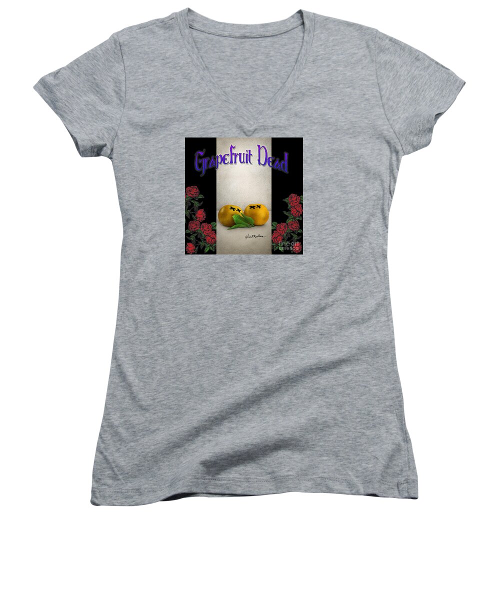 Will Bullas Women's V-Neck featuring the painting Grapefruit Dead... by Will Bullas