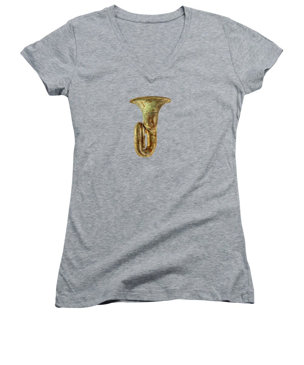 Antique Women's V-Neck featuring the photograph Green Horn Up by YoPedro