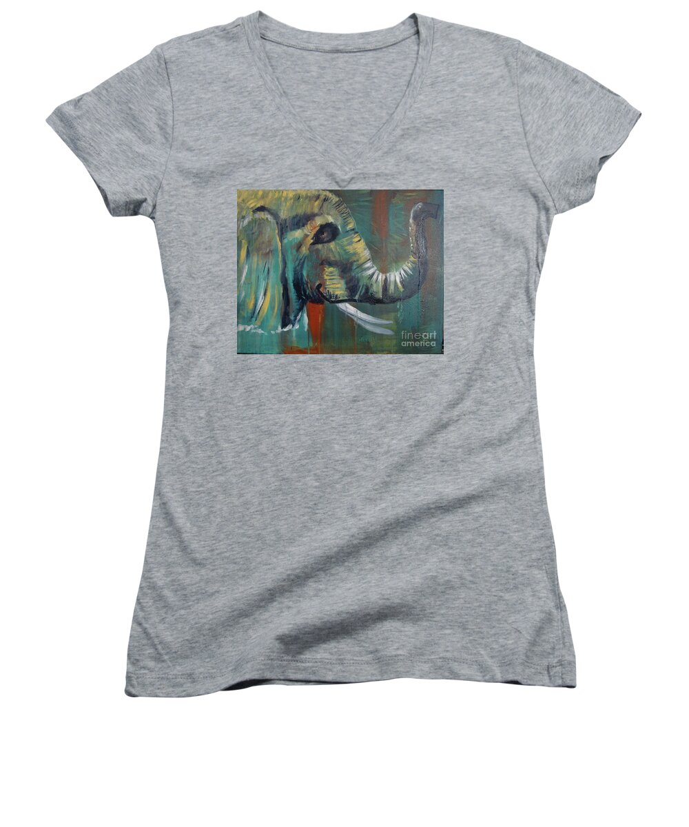 Thailand Women's V-Neck featuring the painting Green Wonder by Stuart Engel