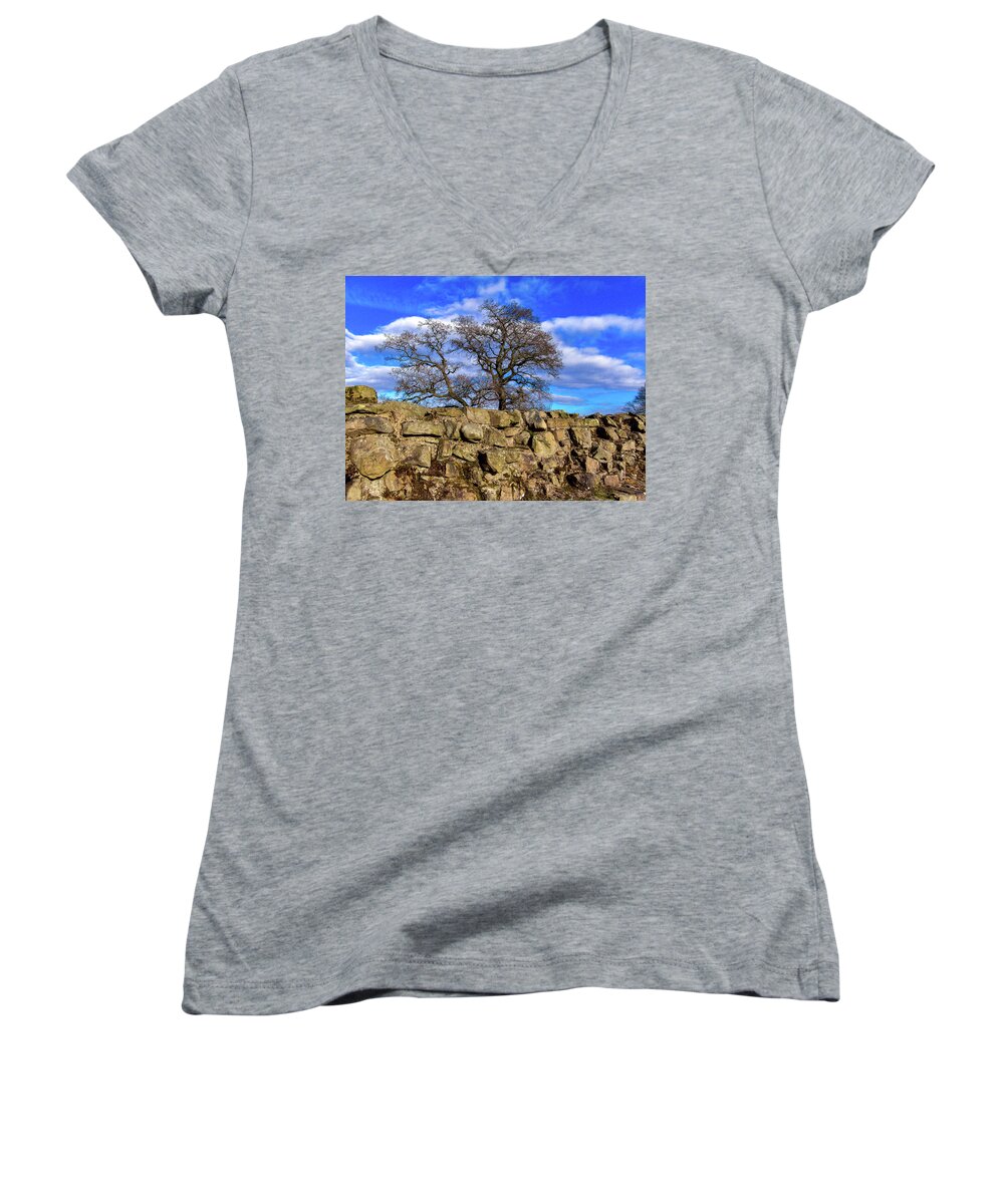 England Women's V-Neck featuring the photograph Hadrians Tree by Tim Dussault