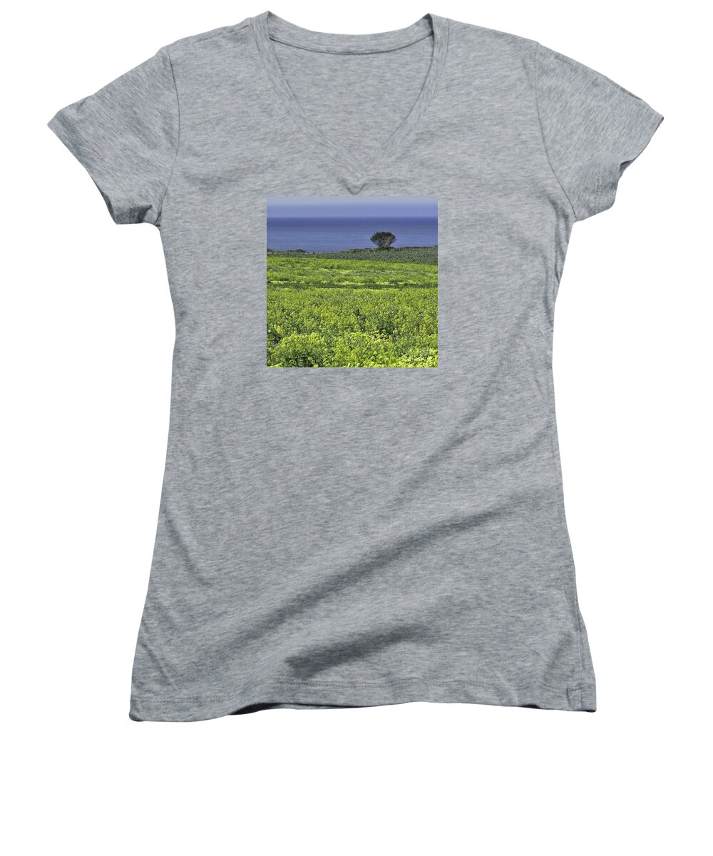 Landscape Women's V-Neck featuring the photograph Half Moon Bay by Joyce Creswell