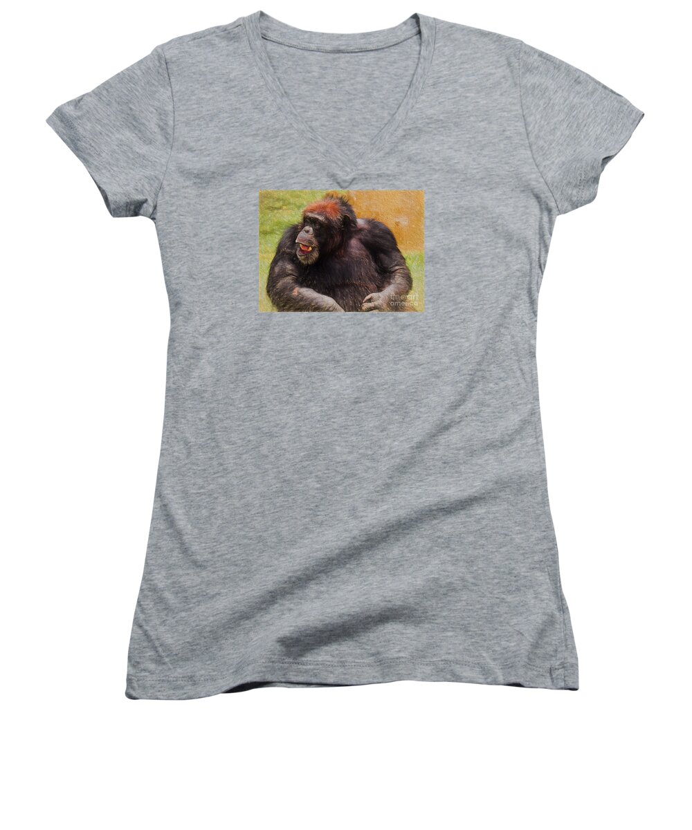 African Animals Women's V-Neck featuring the painting Harry by Judy Kay