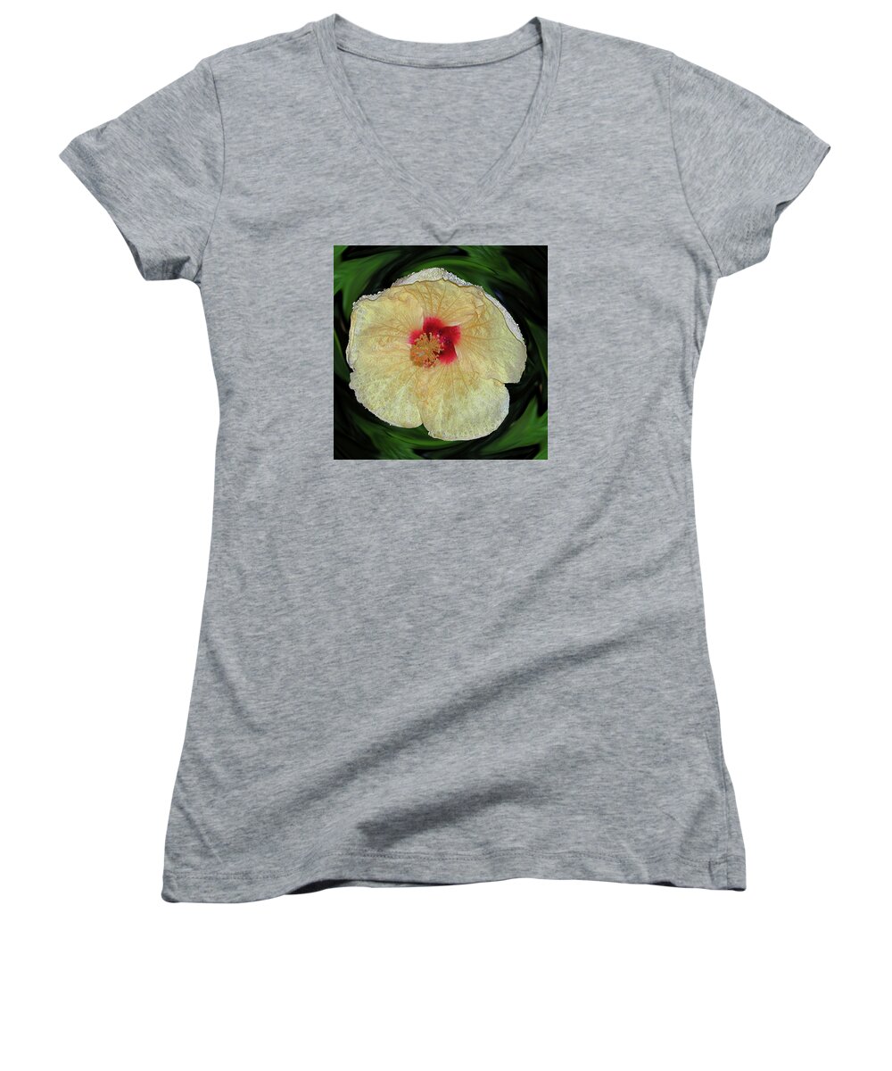 Hybiscus Women's V-Neck featuring the photograph Hawaiian Hybiscus by Alison Stein
