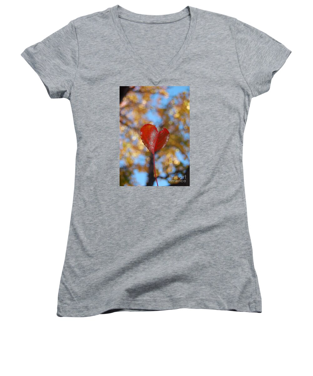 Heart Women's V-Neck featuring the photograph Heart Amongst Tree Top by Debra Thompson
