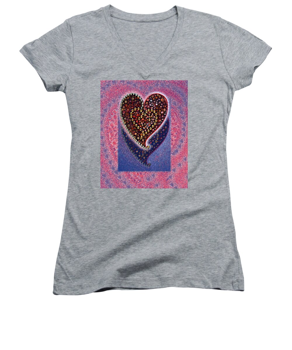 Heart Women's V-Neck featuring the painting Heart by Harsh Malik
