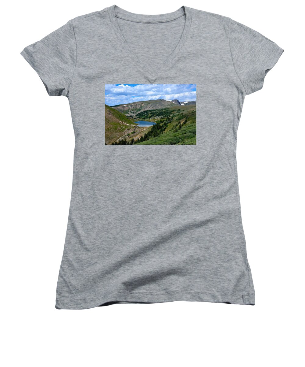 Heart Women's V-Neck featuring the photograph Heart Lake in the Indian Peaks Wilderness by Tranquil Light Photography