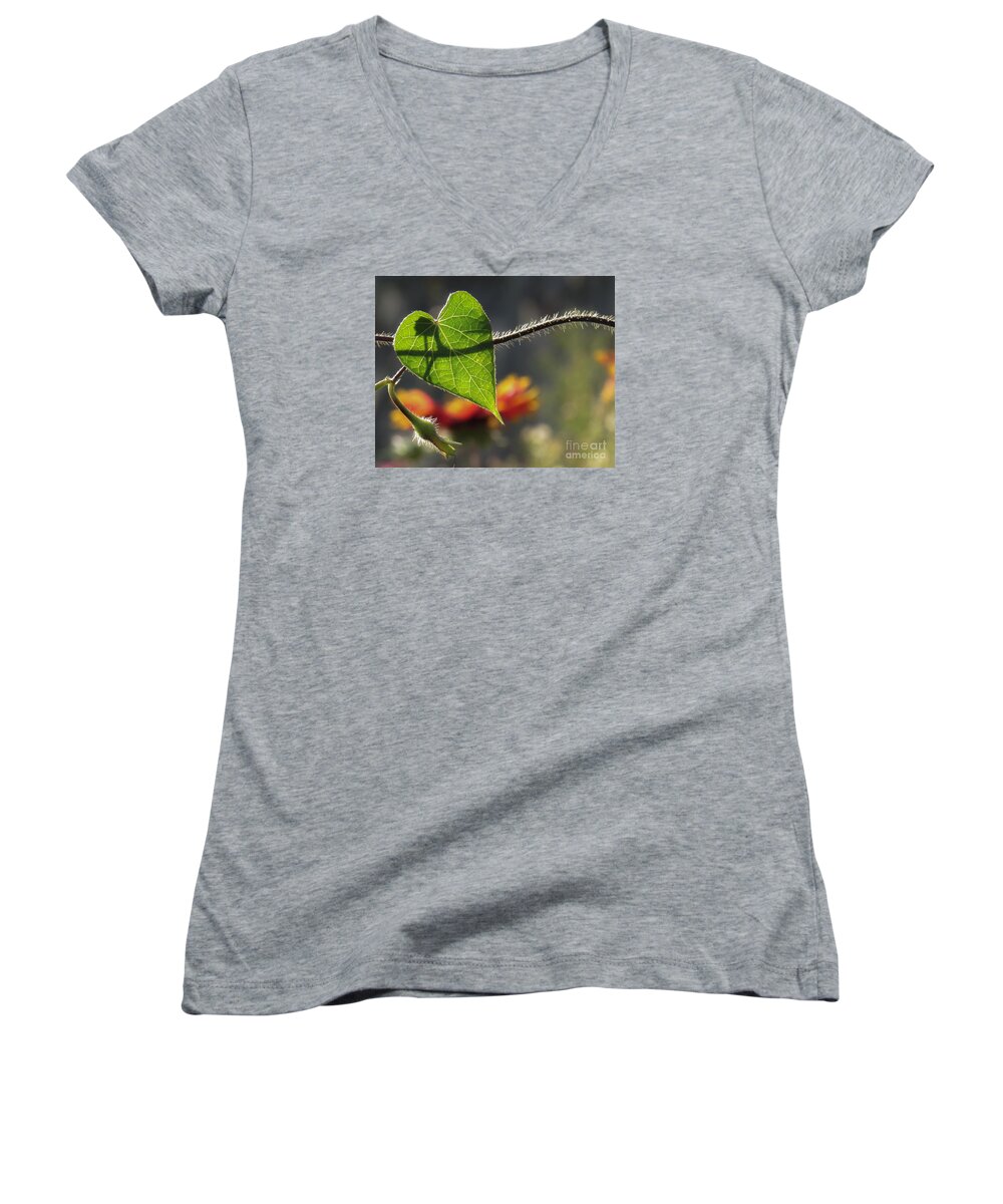 Nature Women's V-Neck featuring the photograph Heart Leaf 1 by Christy Garavetto