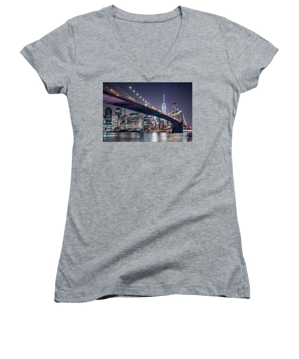 Kremsdorf Women's V-Neck featuring the photograph Heart Of The Night by Evelina Kremsdorf