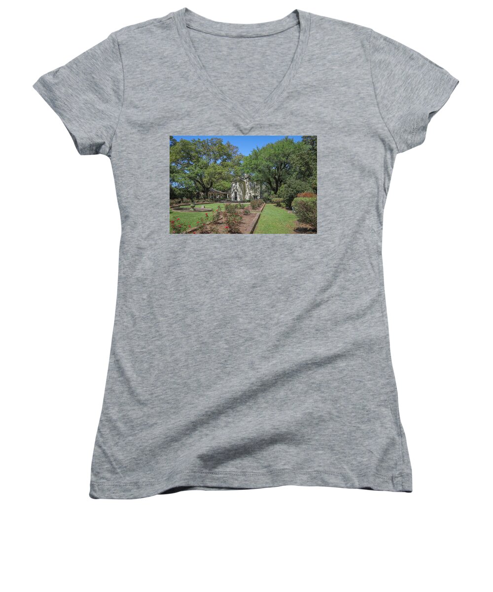 Ul Women's V-Neck featuring the photograph Heyman House Garden 5 by Gregory Daley MPSA