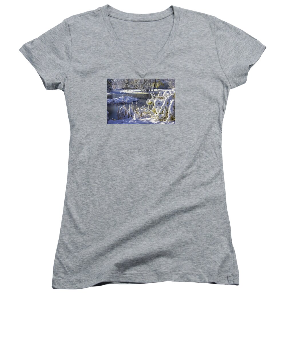  Women's V-Neck featuring the photograph Hickory Nut Grove Landscape by Raymond Kunst