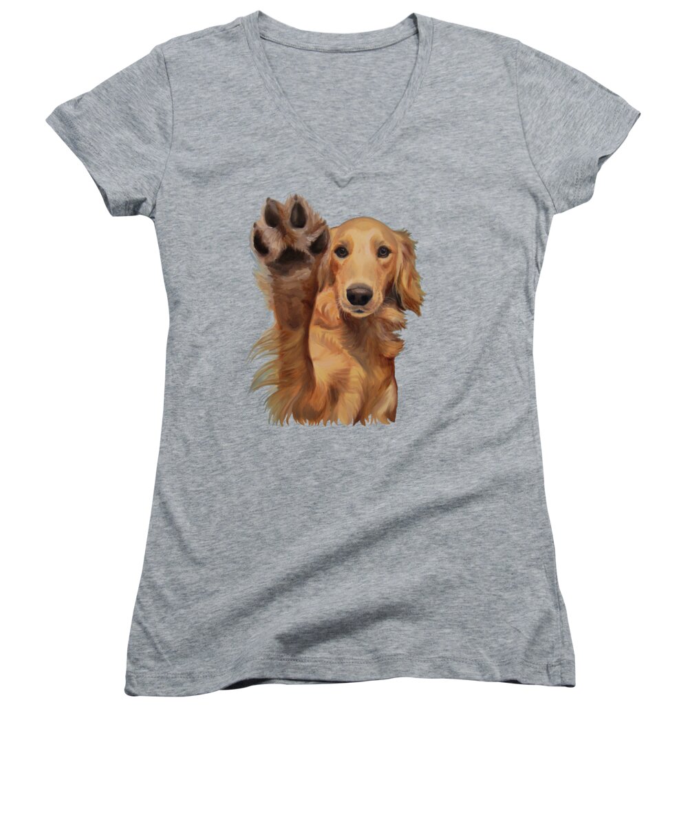 Noewi Women's V-Neck featuring the painting High Five by Jindra Noewi