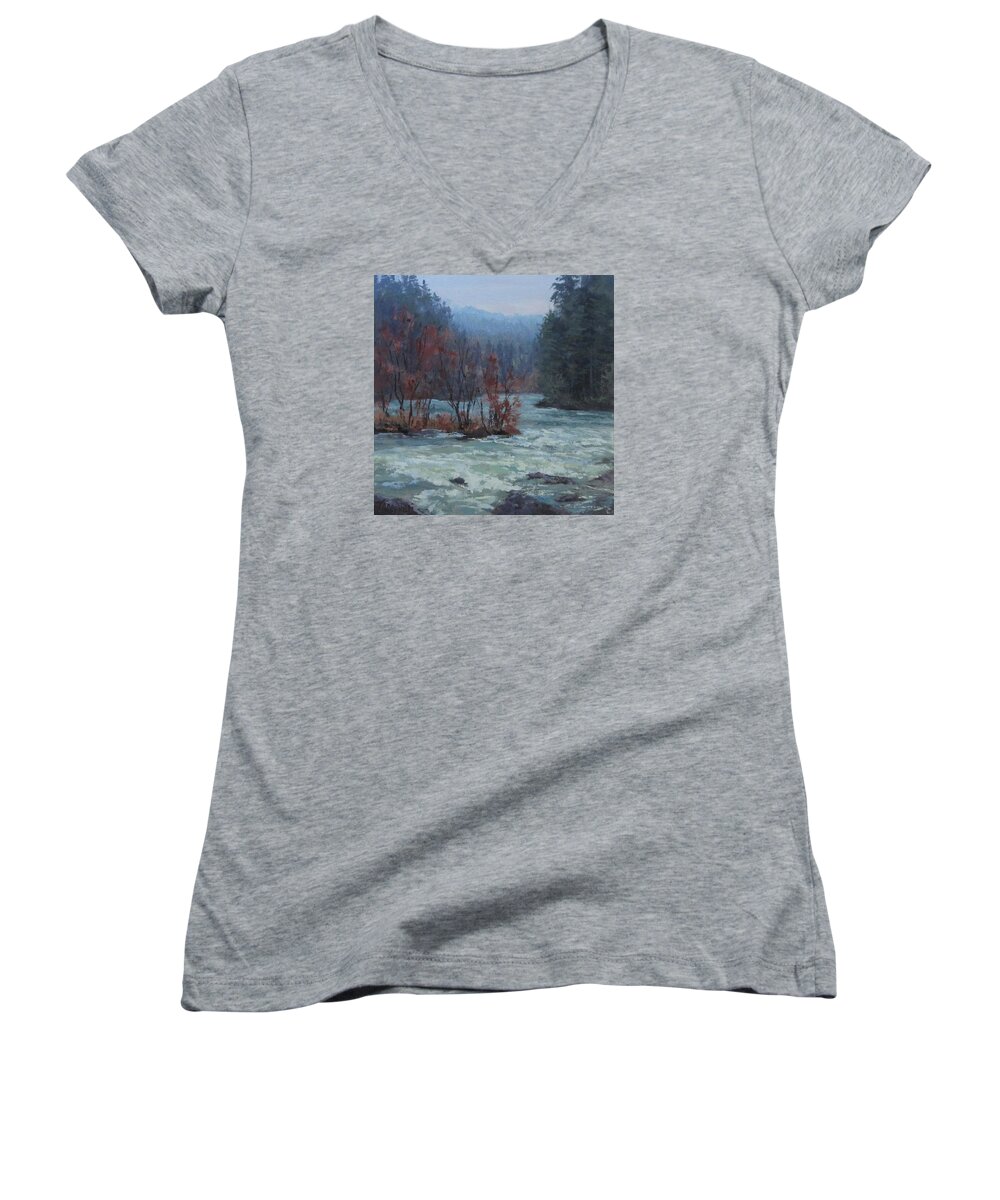 Water Women's V-Neck featuring the painting High Water by Karen Ilari