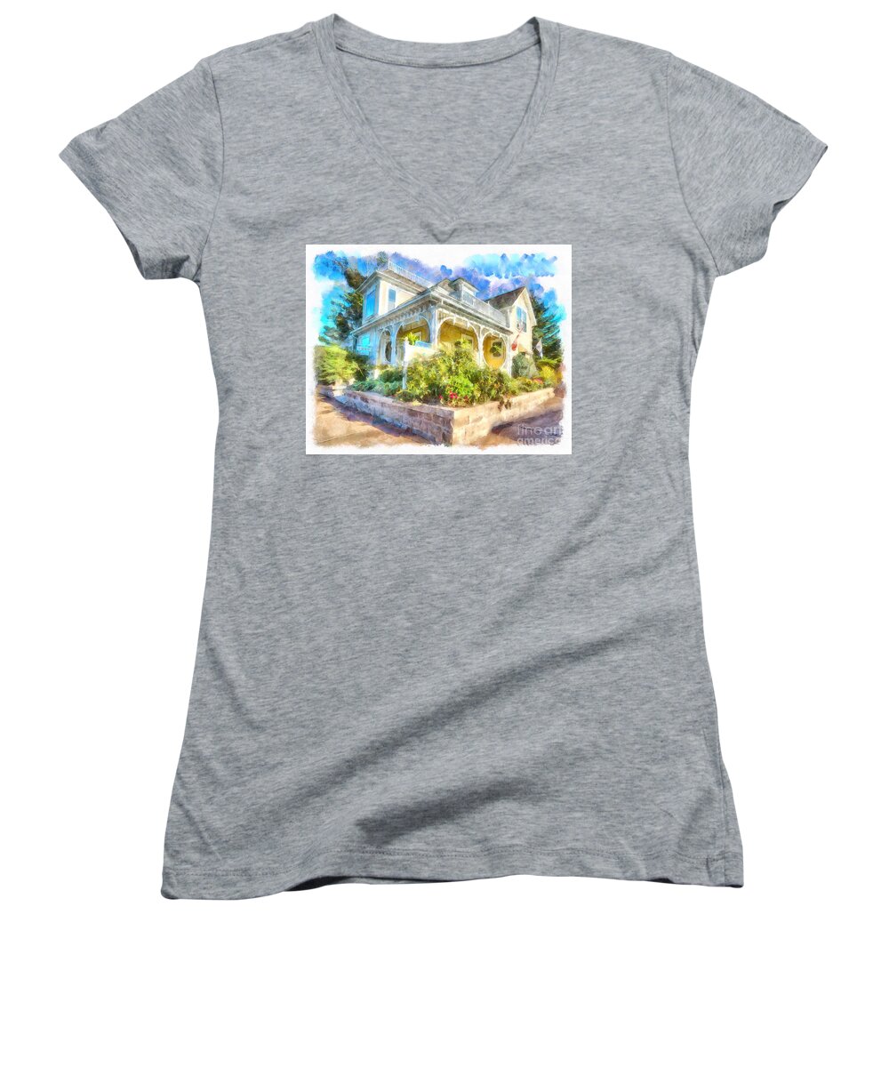 House Women's V-Neck featuring the digital art Home,Sweet Home by Eva Lechner