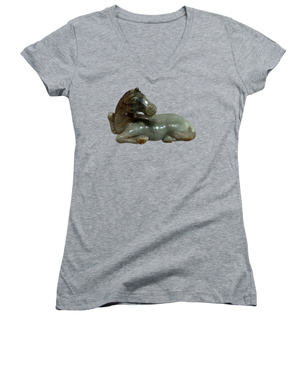 Horse Women's V-Neck featuring the photograph Horse figure by Francesca Mackenney
