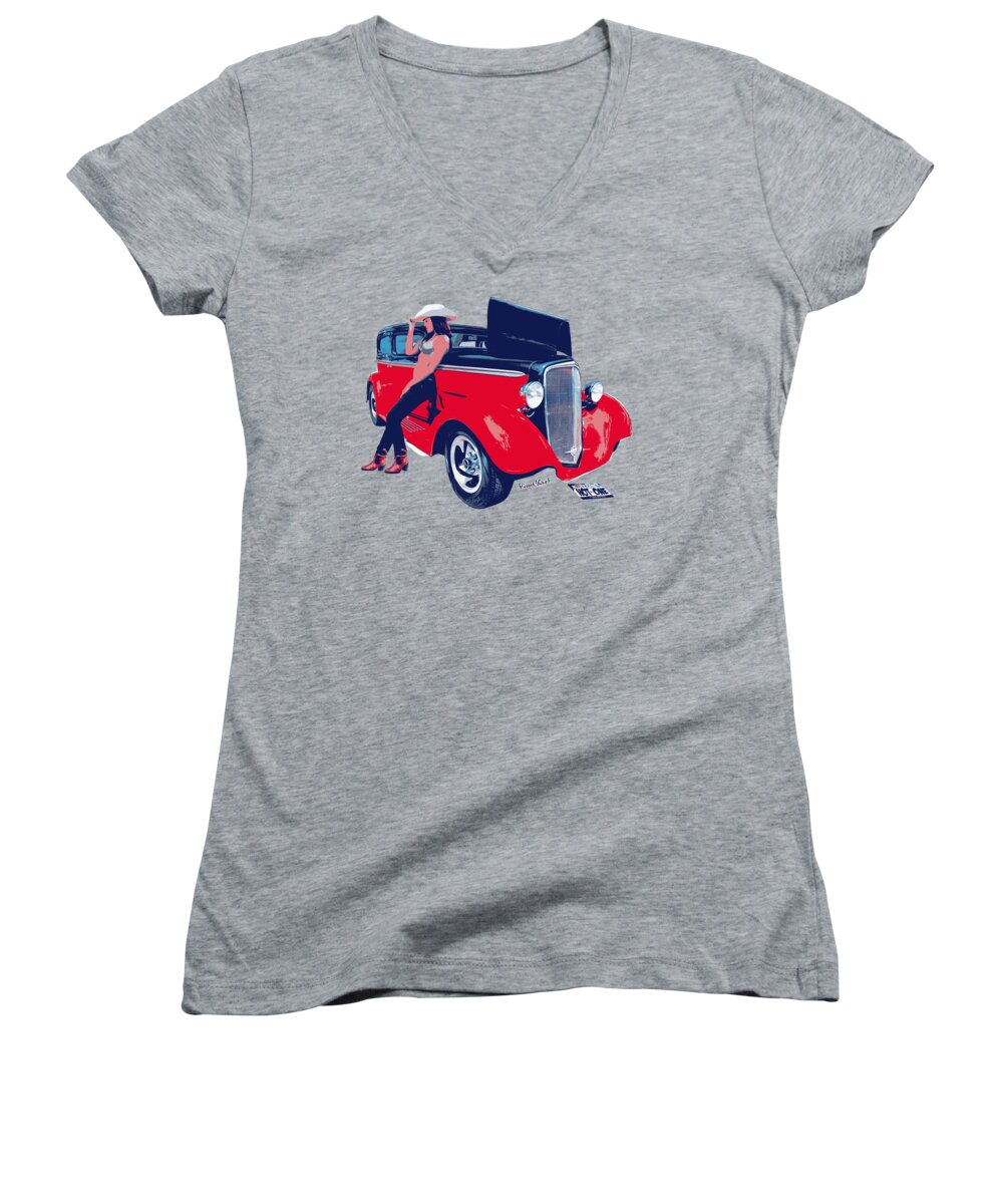 Chevrolet Women's V-Neck featuring the photograph Hot Rod Hot One by Chas Sinklier