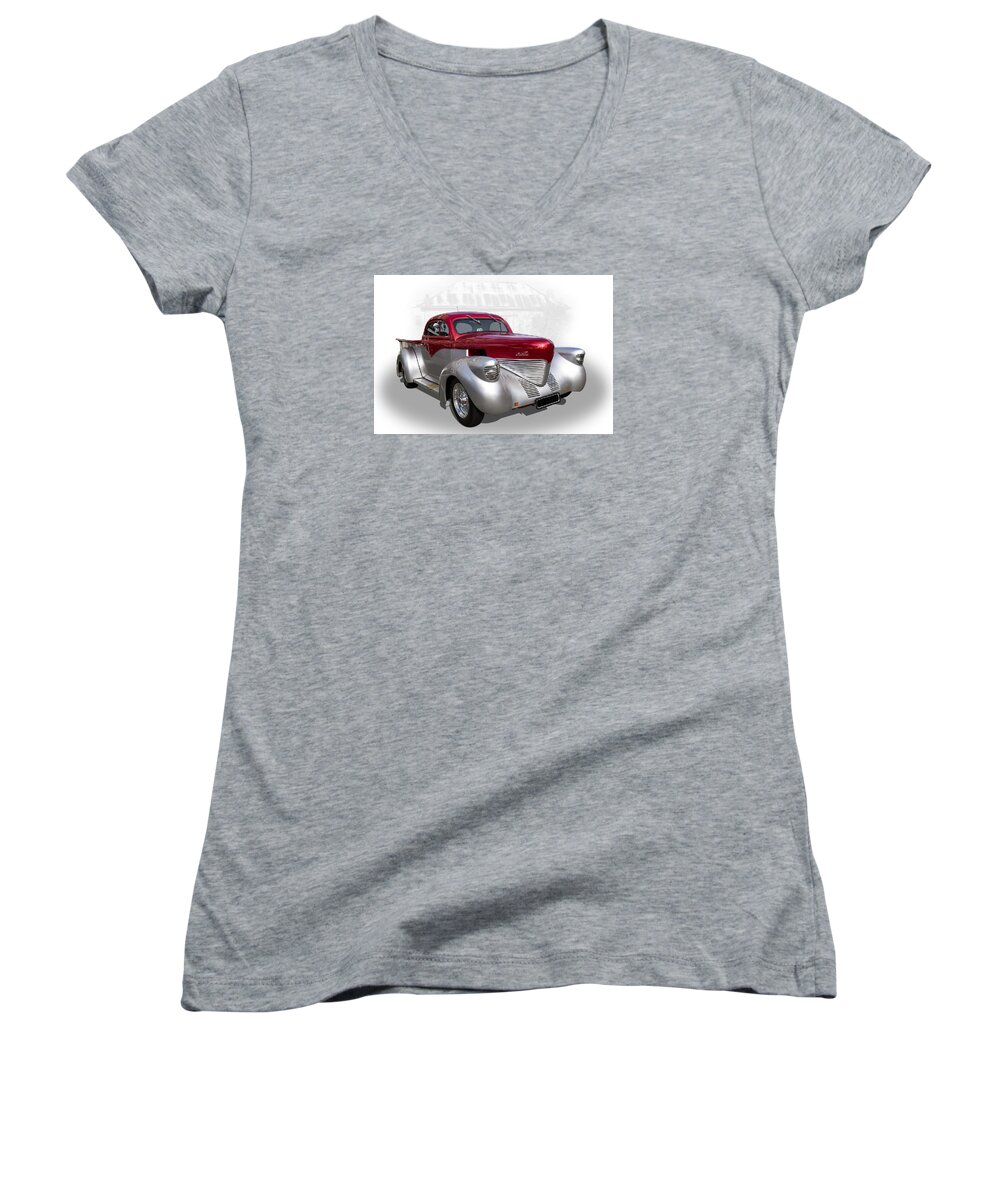 Willys Women's V-Neck featuring the photograph Hotrod Utility by Keith Hawley