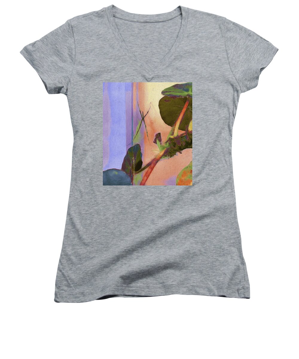 Giant Orb Spider Women's V-Neck featuring the digital art Giant Orb Spider by Judith Chantler