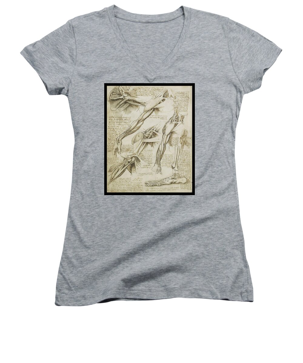 Copyright 2015 � James Christopher Hill Women's V-Neck featuring the painting Human Arm Study by James Hill