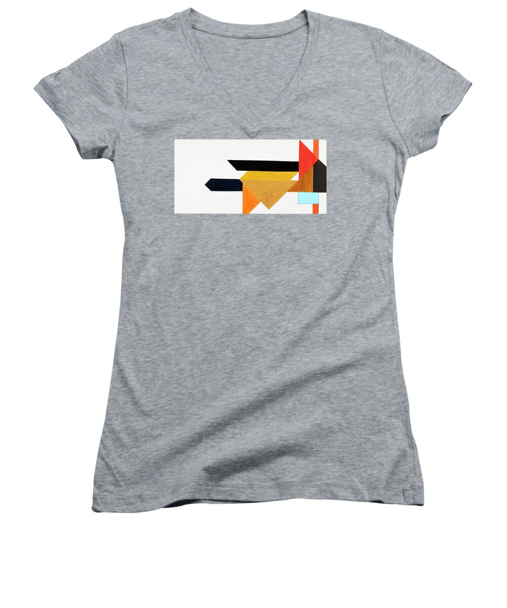 Abstract Women's V-Neck featuring the painting Humanity - Part III by Willy Wiedmann