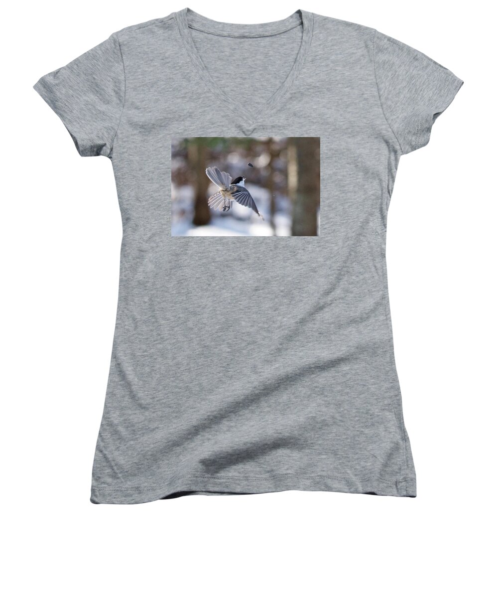 Nature Women's V-Neck featuring the photograph I Got This 7073 by Michael Peychich
