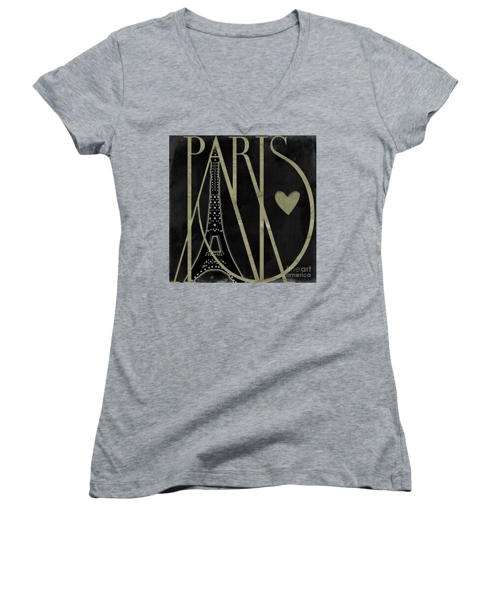 Paris Women's V-Neck featuring the painting I Love Paris II by Mindy Sommers