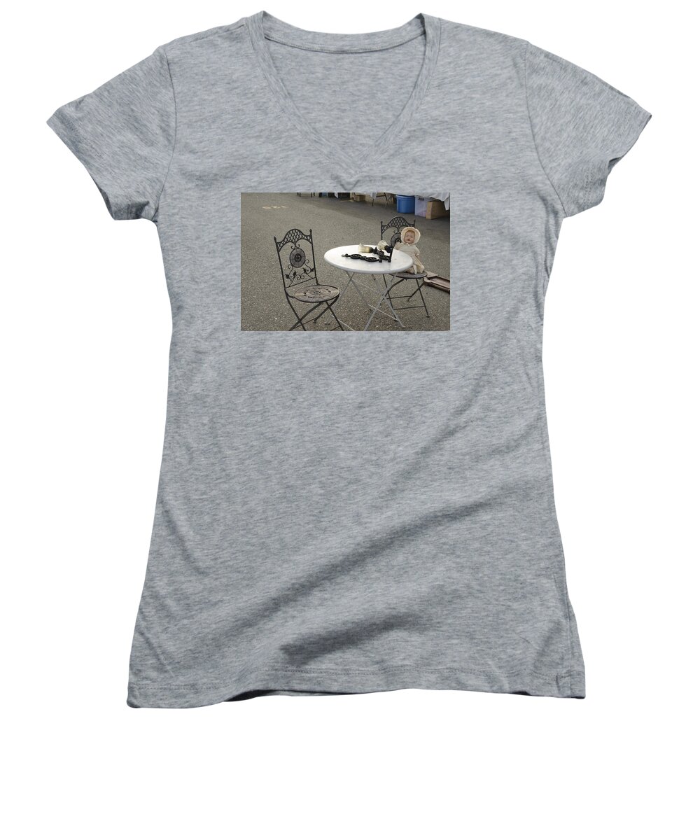 Doll Women's V-Neck featuring the photograph I saved you a seat by Erik Burg