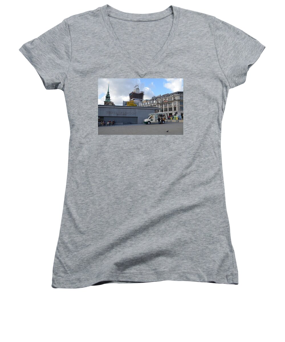 London Women's V-Neck featuring the photograph Ice Cream at the Tower of London by Erik Burg