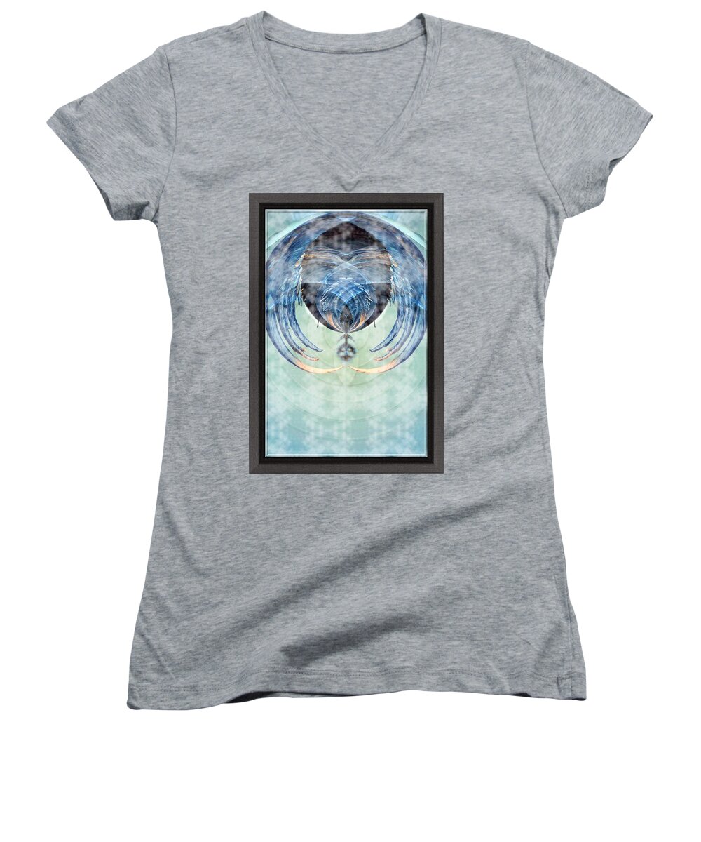 Ice Women's V-Neck featuring the photograph Ice layered effect and framed by Karl Rose