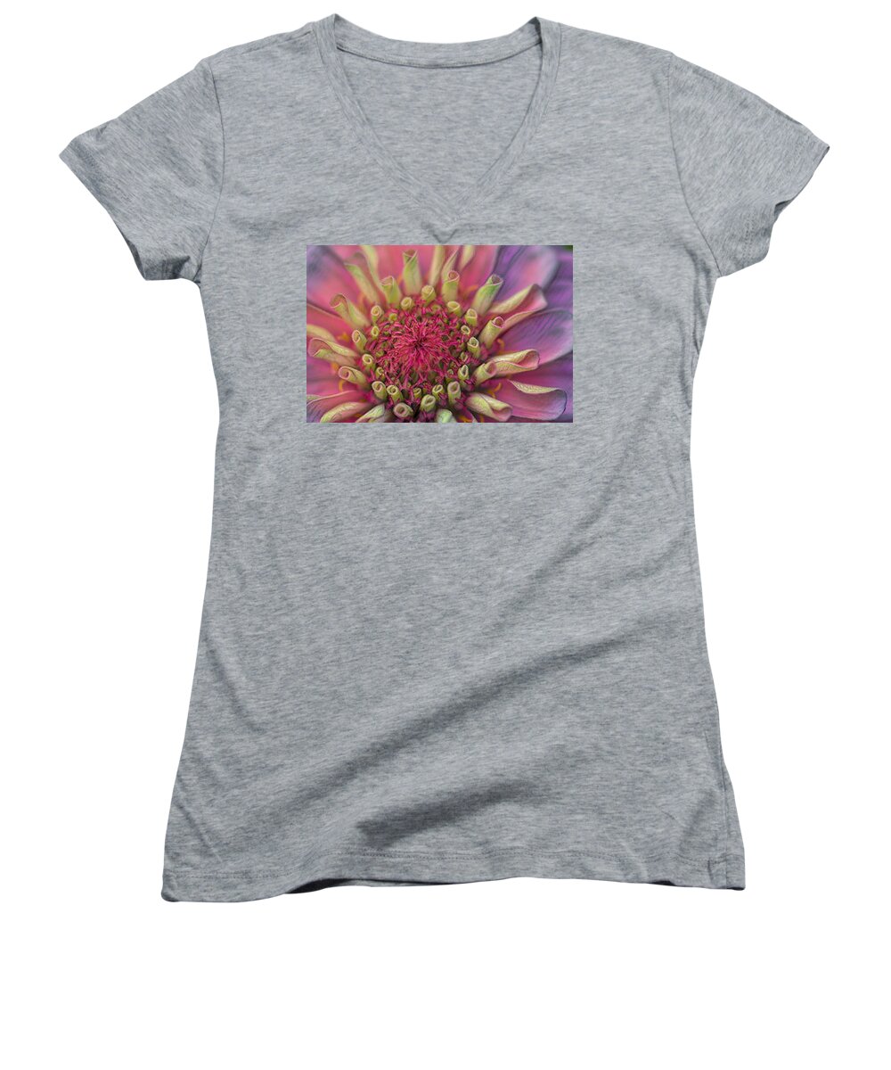 Flower Women's V-Neck featuring the photograph In The Beginning by Ches Black