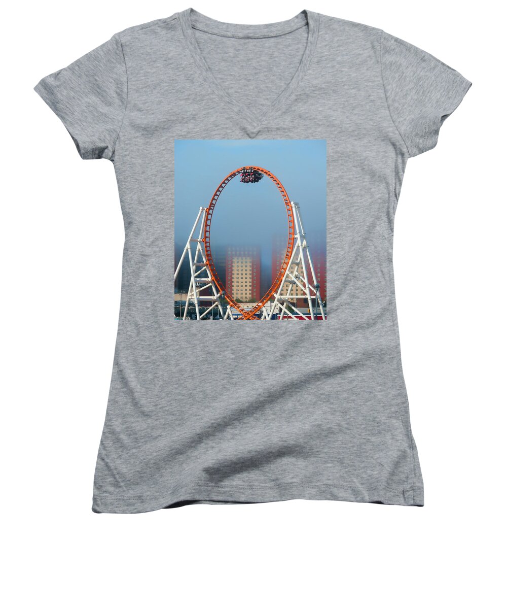 Coney Island Women's V-Neck featuring the photograph In the Loop by S Paul Sahm