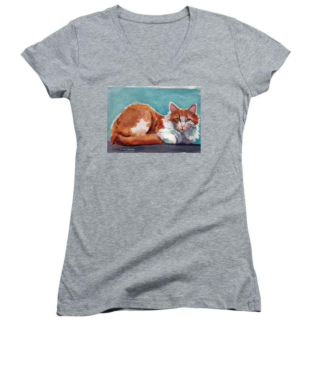  Women's V-Neck featuring the painting In Turquoise by Mimi Boothby