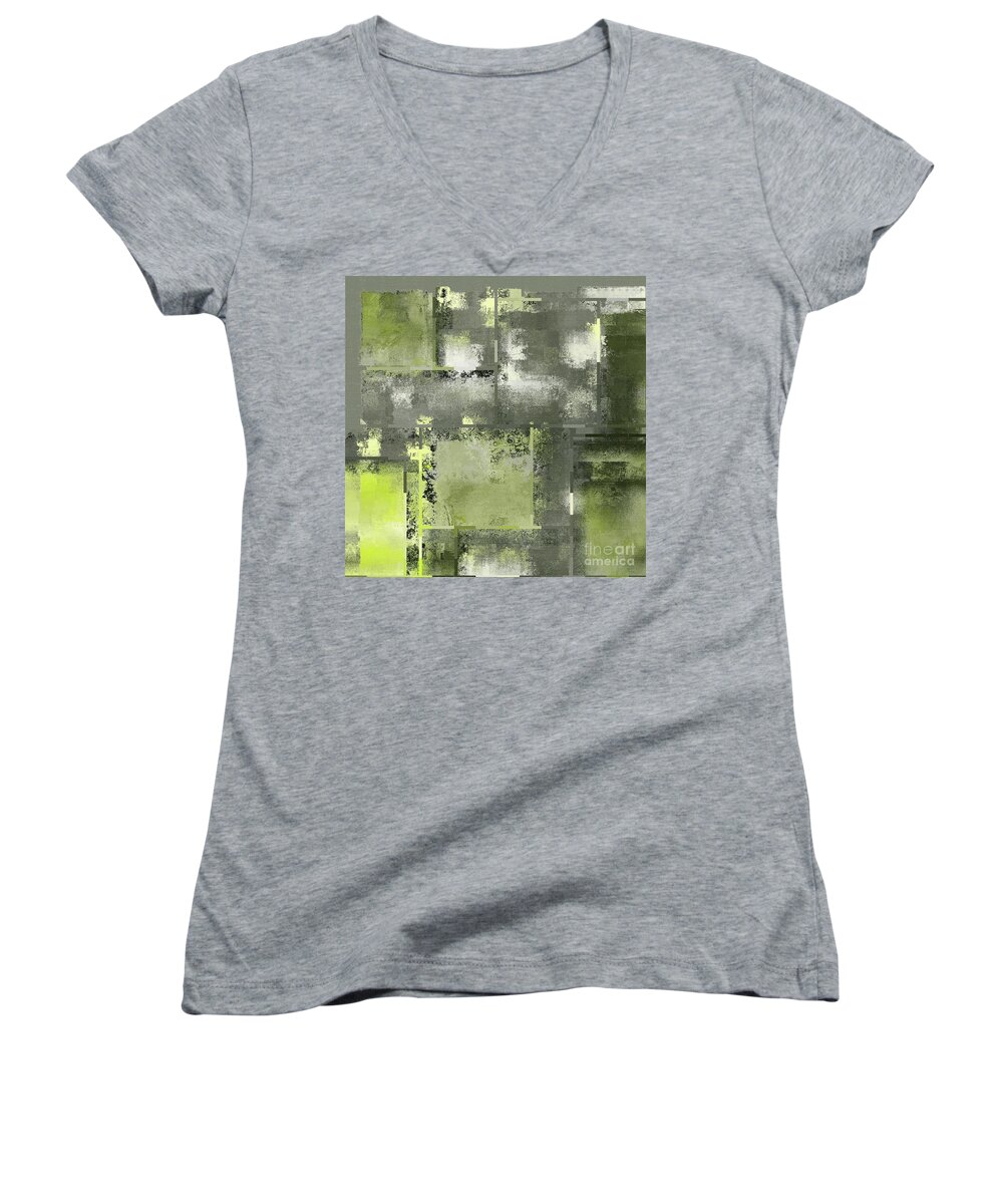 Abstract Women's V-Neck featuring the digital art Industrial Abstract - 11t by Variance Collections