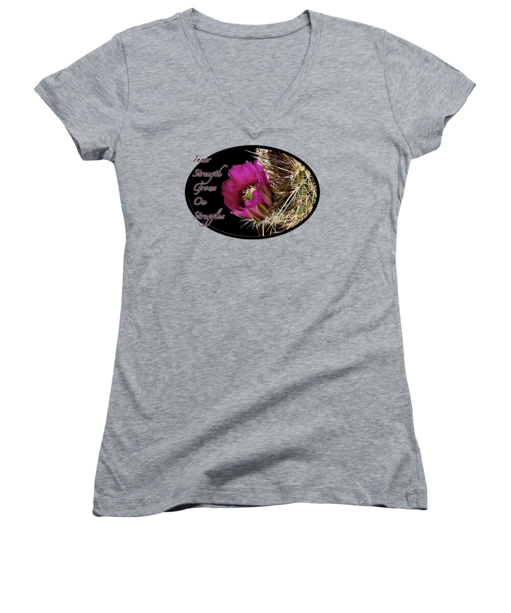 Flower Women's V-Neck featuring the photograph Inner Strength by Phyllis Denton