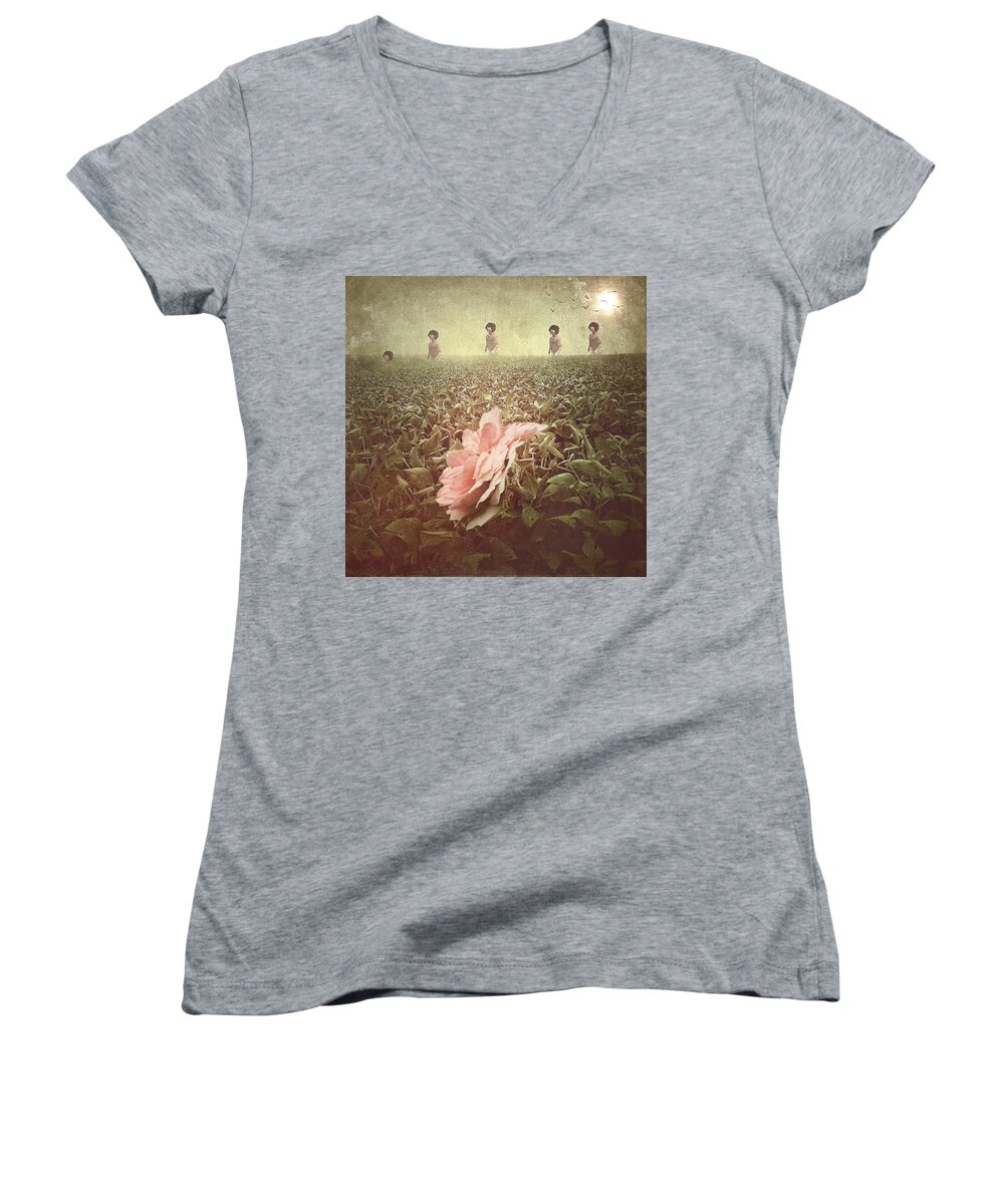  Women's V-Neck featuring the digital art Into The Unknown by Melissa D Johnston