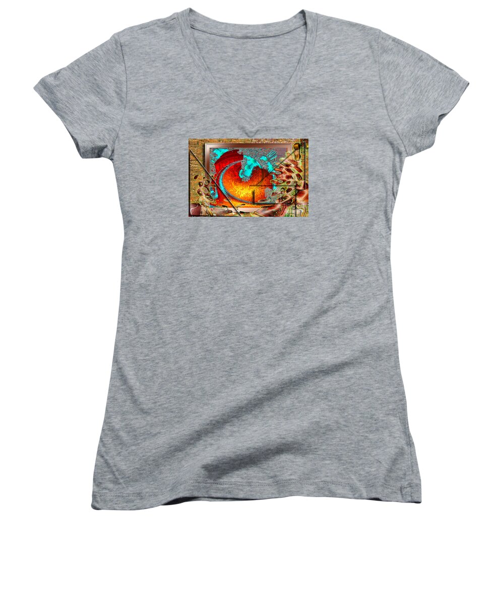 Lava Women's V-Neck featuring the digital art Inw_20a0600a_siblings by Kateri Starczewski