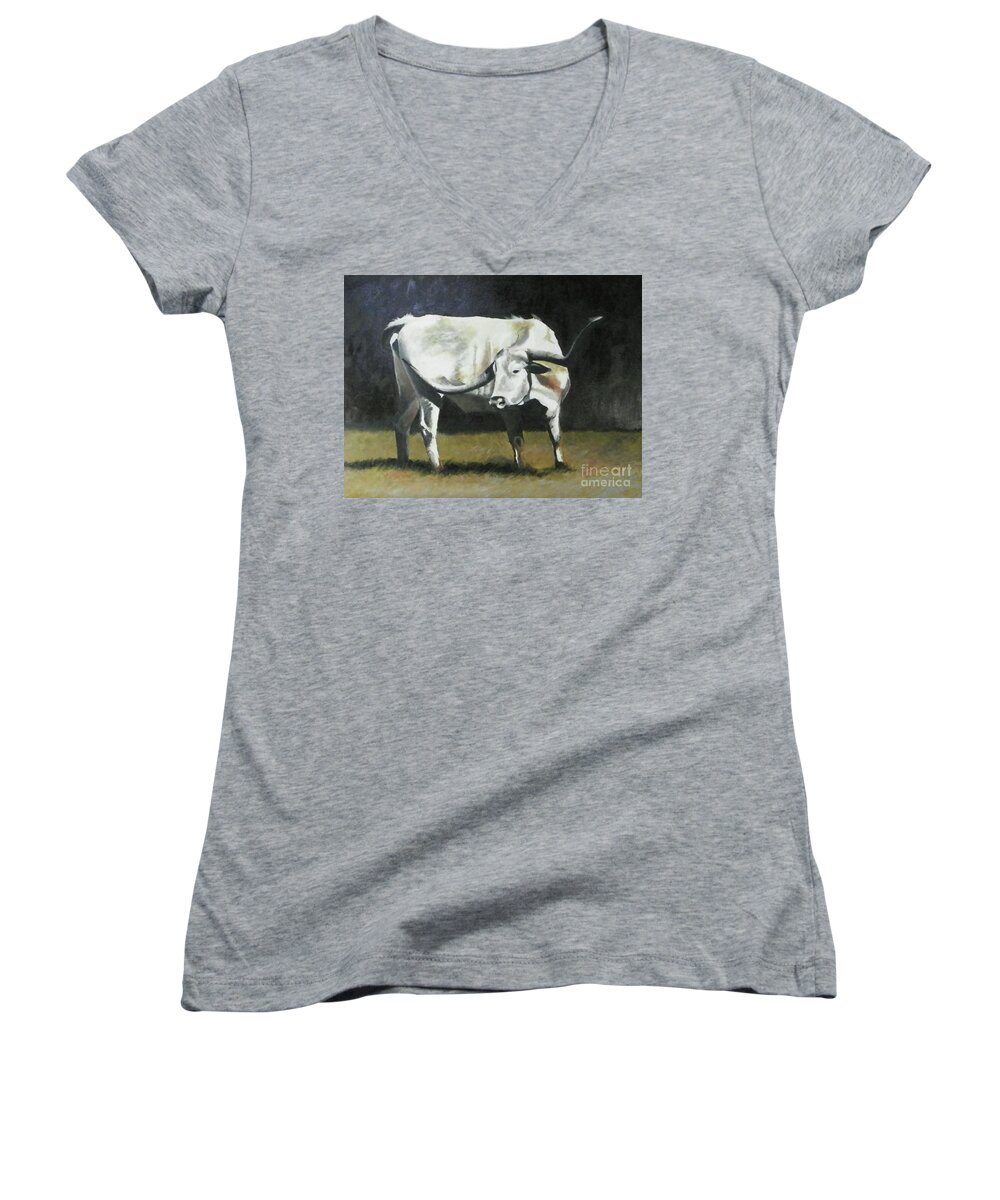 Texas Artist Women's V-Neck featuring the painting Itch by David Ackerson