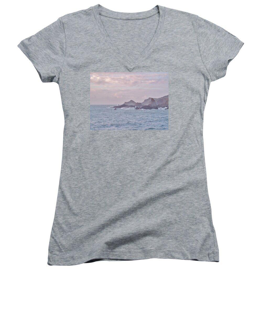 Jagged Women's V-Neck featuring the photograph Jagged Edge by Richard Brookes