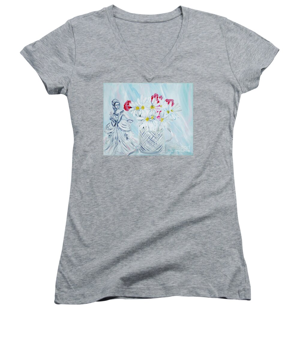 Best Buy Painting Women's V-Neck featuring the painting Je Vous Remerci. Thank You Collection by Oksana Semenchenko